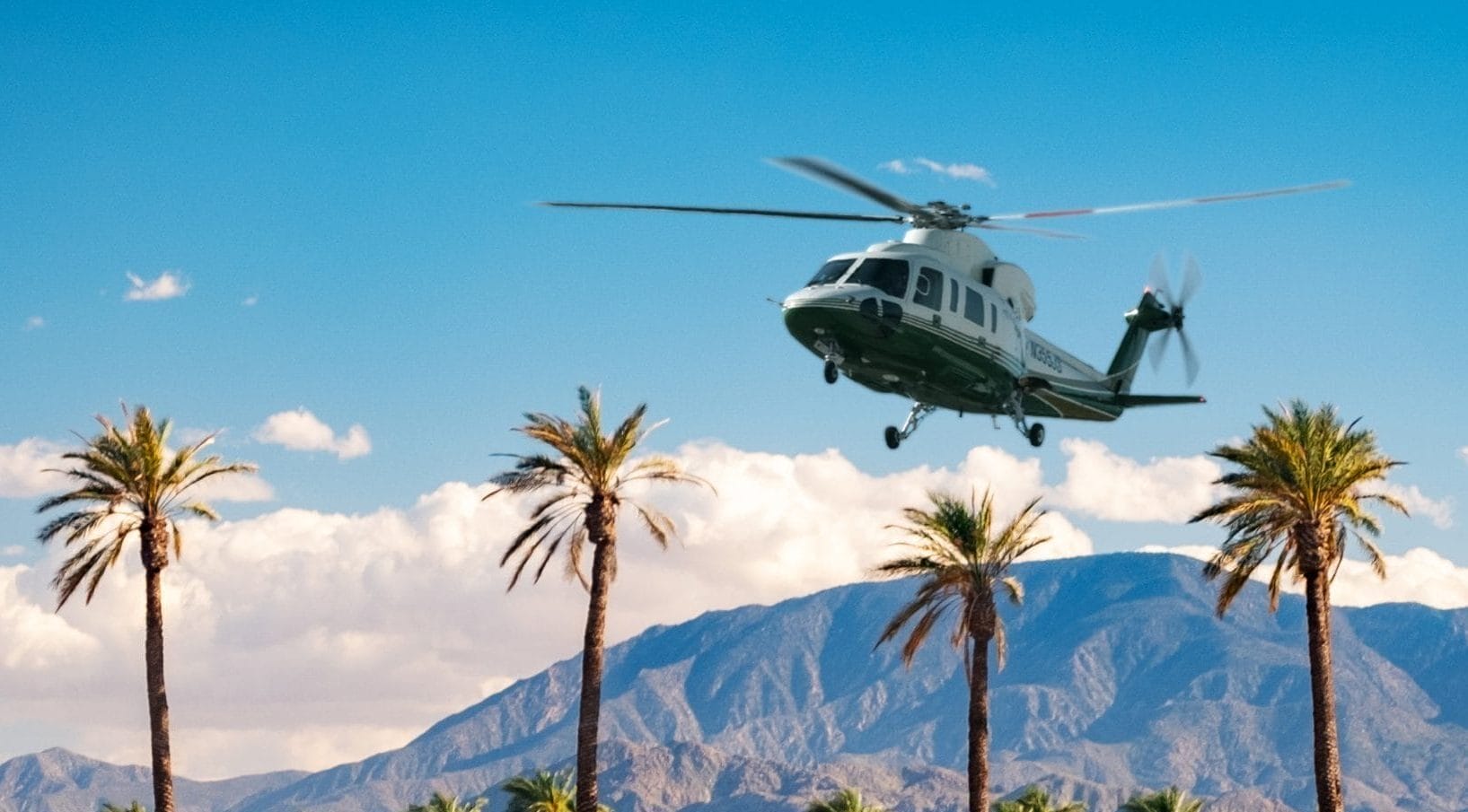 Luxury helicopter flying in to land